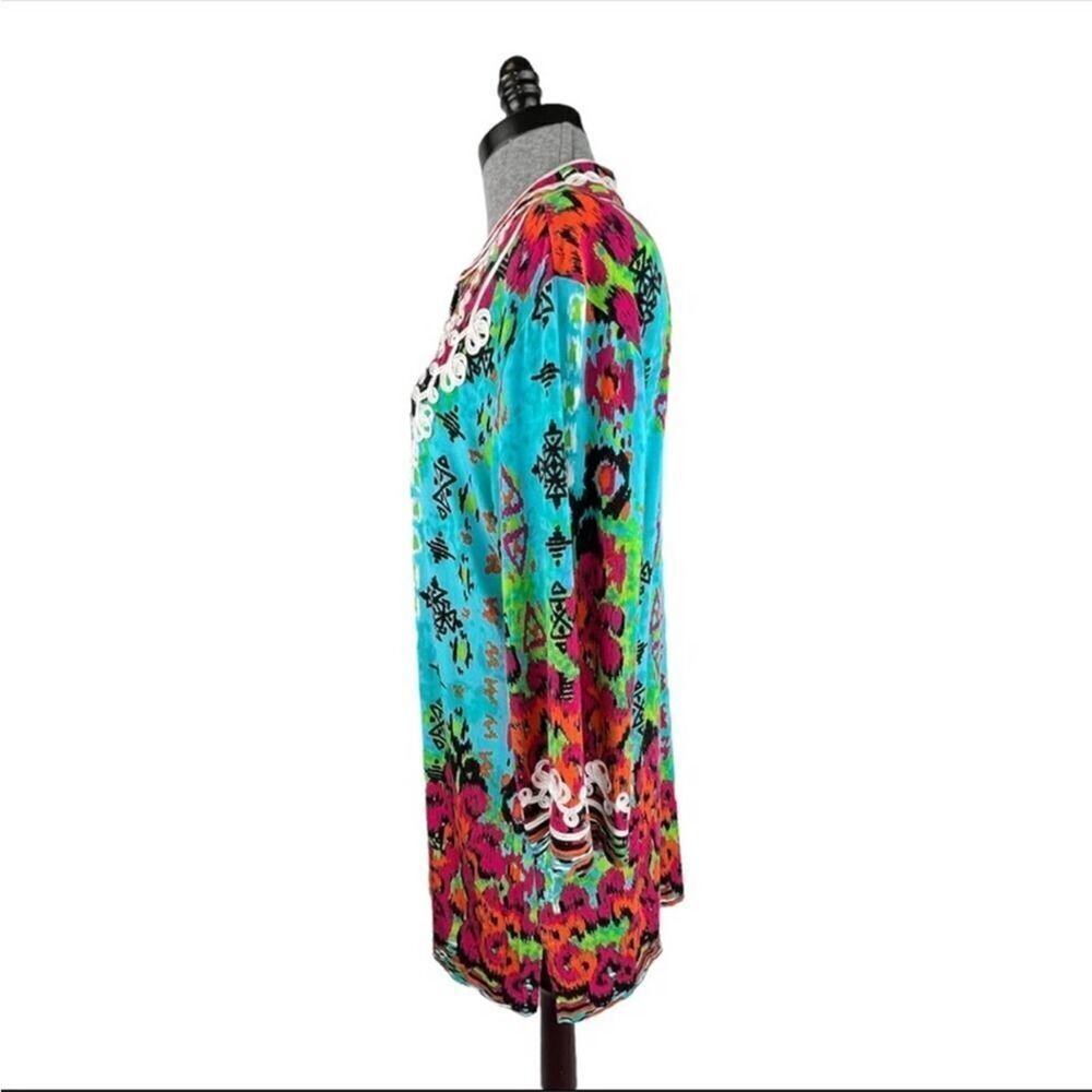 Multiples Boho Soutache Embroidered V-Neck Tunic Top - Picture 8 of 8